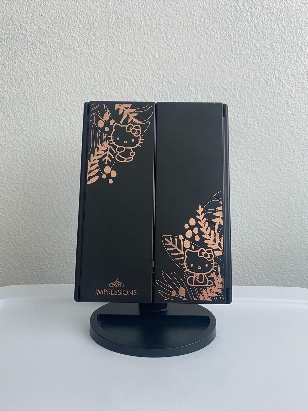 Impressions Black Vanity Mirror with Rose Gold Hello Kitty Accents